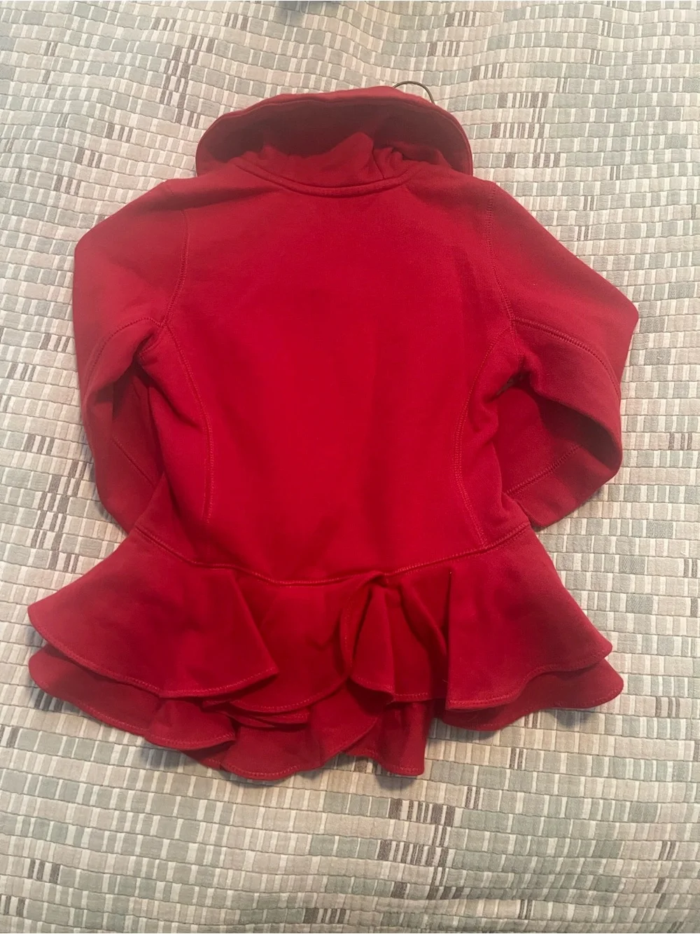 Ralph Lauren Girls Red Ruffle Zip-Up Hoodie